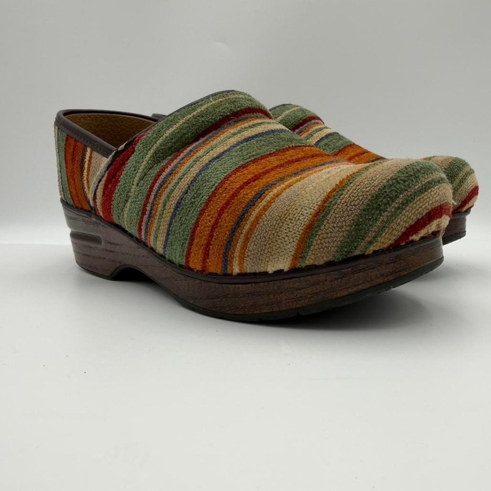 Dansko vegan striped jute clogs EU 38 multicolor boho comfort mule shoes